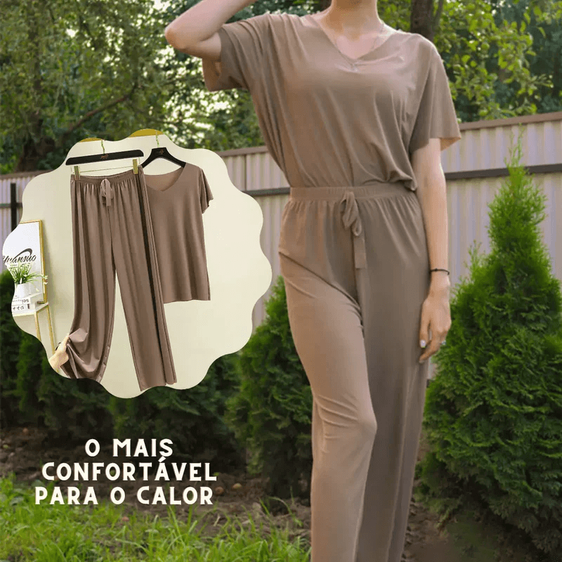 Conjunto Mademoiselle Camiseta + Calça / Nova Tendência Verão 2023/2024!